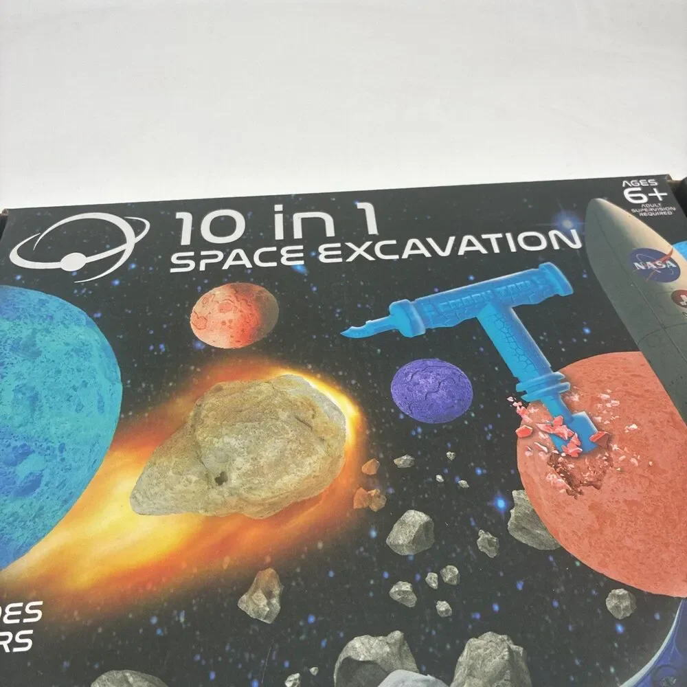 NEW 10-in-1 space excavation dig kit includes stickers with NASA IMAGERY & light